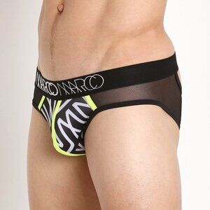 Marco Marco Mesh Panel Peek-a-Boo Brief Logo Print